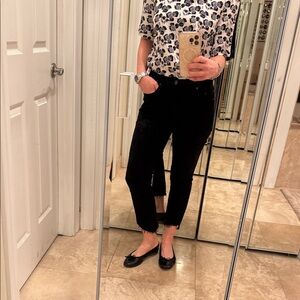 MOTHER high-rise cropped black jeans